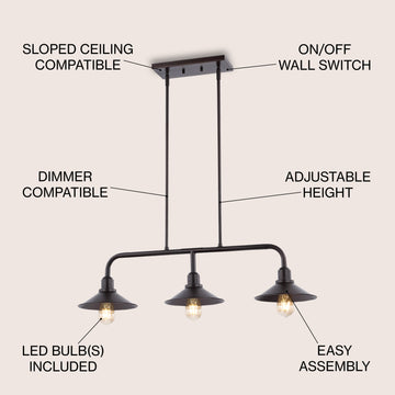 Cade 34.25" Metal Farmhouse Industrial LED Pendant